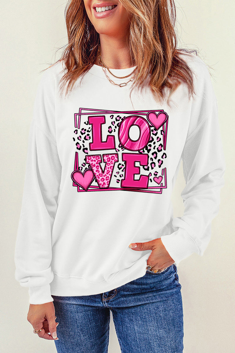 Beige Sweet LOVE Valentines Graphic Sweatshirt