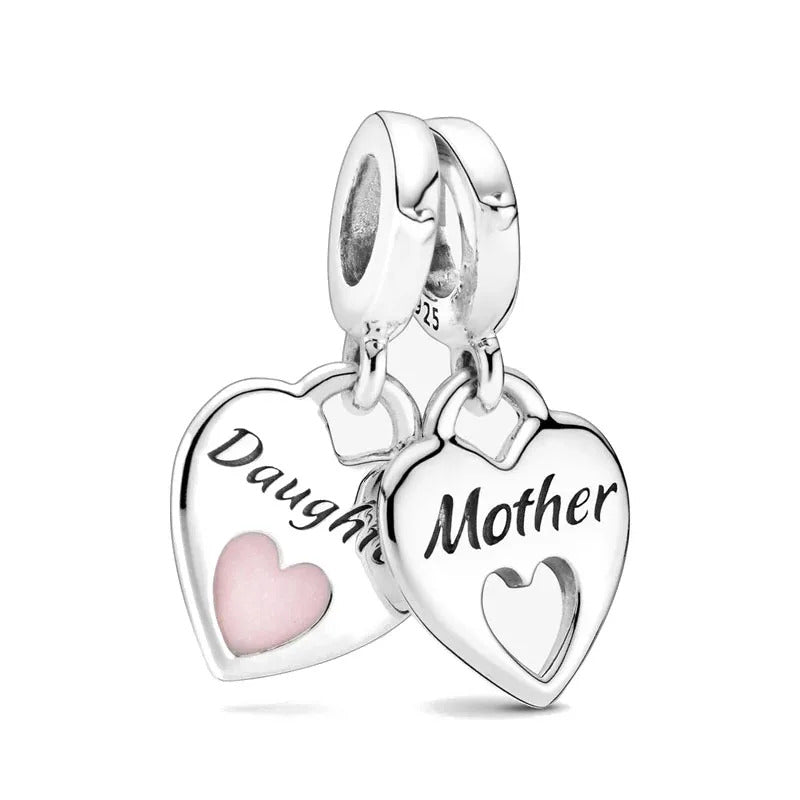 Europe 925 Silver Family Charm Fit Original Bracelet Jewelry Pendant Boy Girl Sparkling Mom Bead Sisters Pandora Dangle Plated