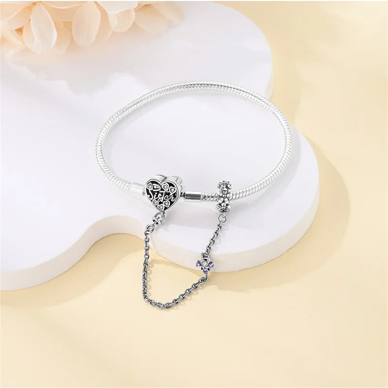 Original Bracelets 925 Silver 17-20CM Heart Safety 3mm Chain Snake Bone Bracelet Fit DIY Charms Bead Birthday Jewelry Gifts