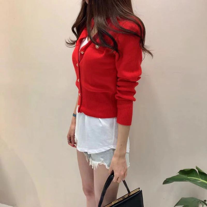 2024 Autumn Long Sleeve Fashion Women Cardigans Sweater Knitted Coat Short Casual Single Breasted Korean Slim Chic Ladies Tops