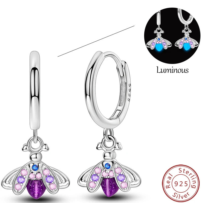 Fresh Spring Women's 925 Sterling Silver Tulip Rose Bee Fruit Original Design Earrings Fit Engagement Party Exquisite Jewelry