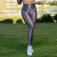 See Through Fitness Yoga Leggings Women Sheer Shiny Leggings Elastic Running Winkle Butt Lift Gym Sports Pants High Waist Tight