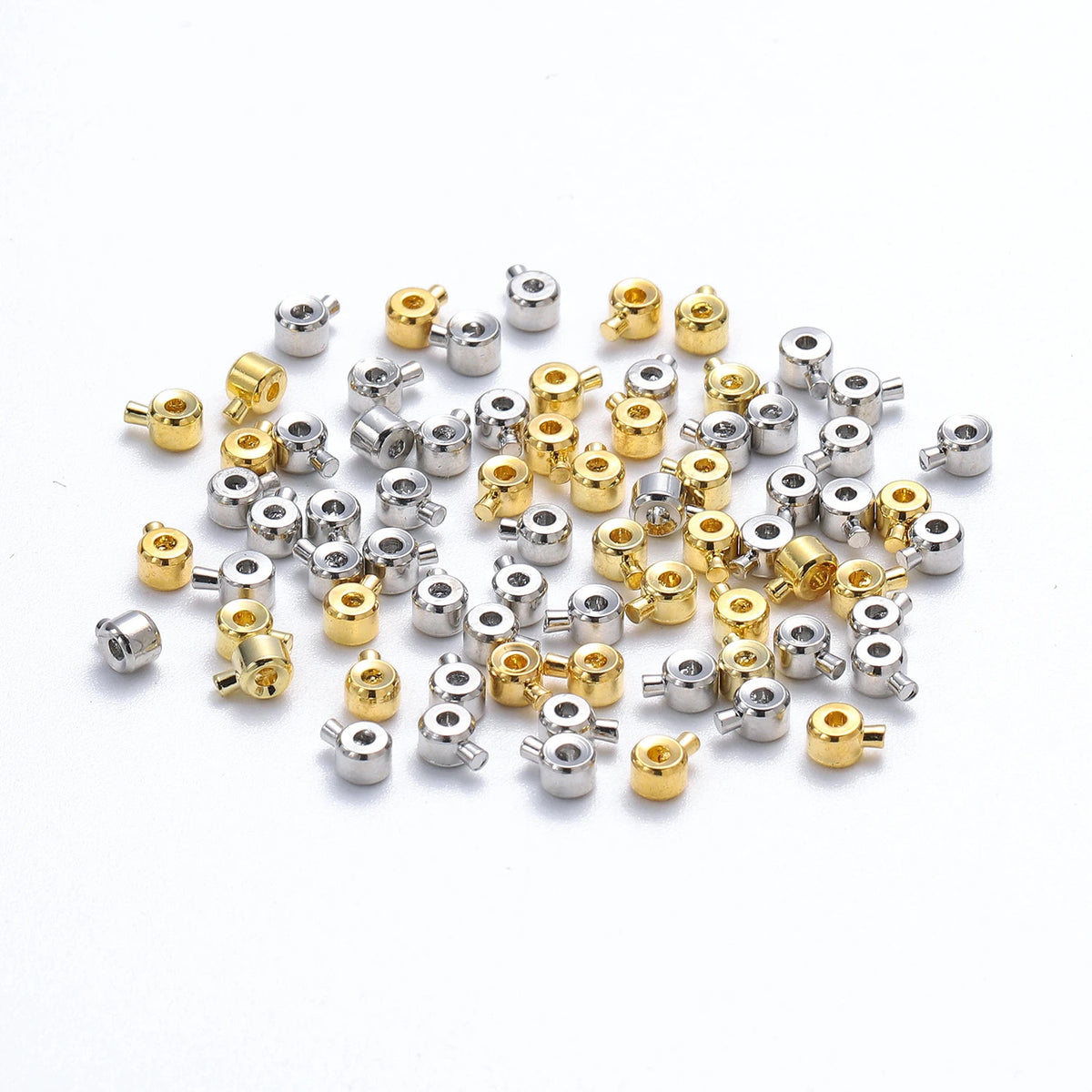 10Pcs Stainless Steel Positioning Stopper Spacers Crimp End Septum Beads for Jewelry Making DIY Necklace Bracelet Connector