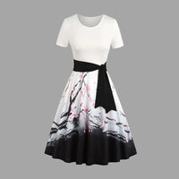 Women Mini Dresses Sweetheart Neck Plum Blossom Print Ruched Bust Tank Belt Summer Dress Elegant Sleeveless Dress Vestidos