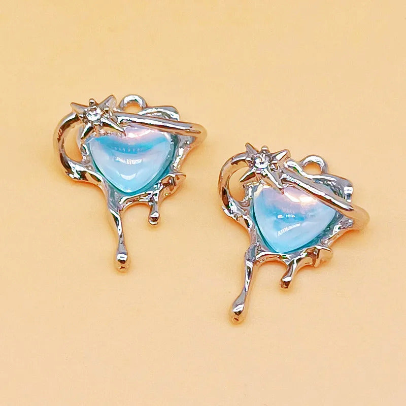 10pcs New Heart Enamel Charms Pink Fashion Y2K Style Pendants For Making DIY Handmade Findings Accessories Necklace Jewelry