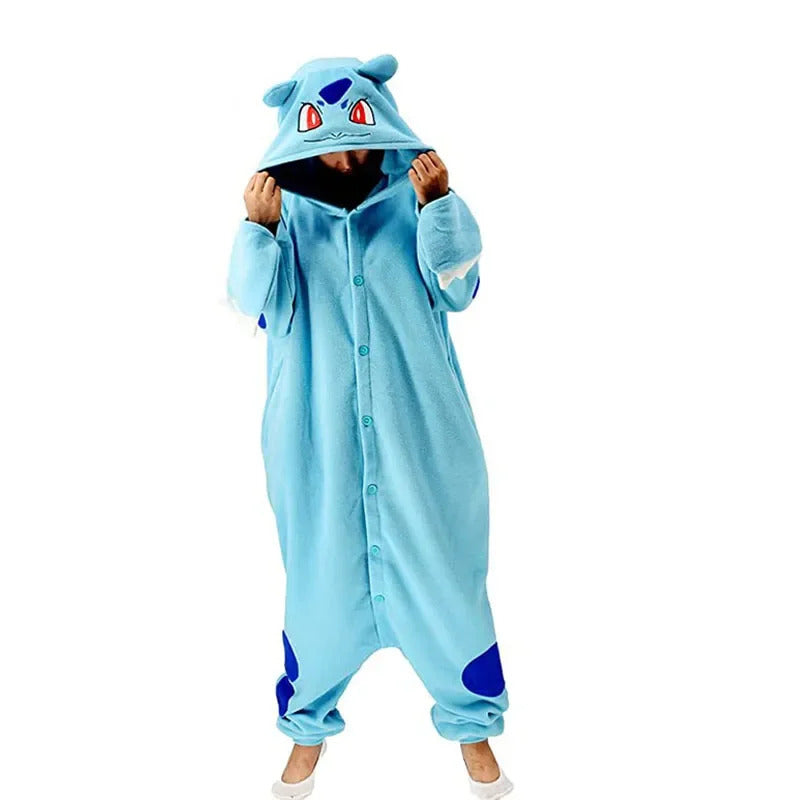 Snorlax Men One-Piece Pajama Anime Kigurumi Onesie For Adults Gengar Squirtle Women Full Body Pyjama Cartoon Cosplay Costume