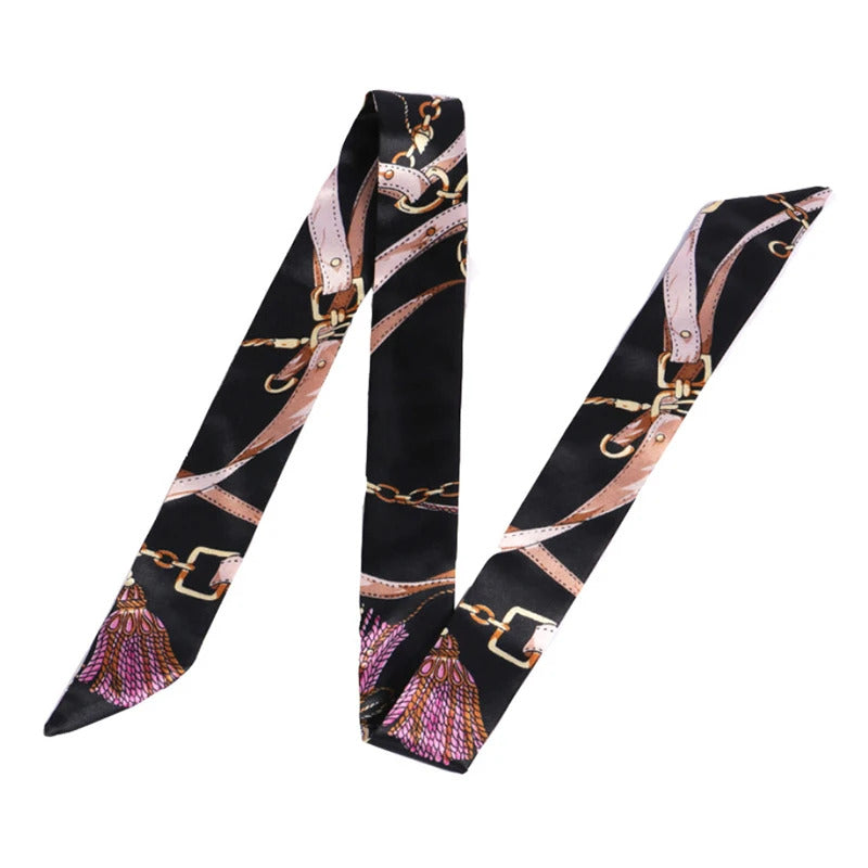 New Print Flower Small Scarf for Women Handle Bag Ribbons Brand Fashion Head Scarf Small Long Skinny Scarves Wholesale Headbands