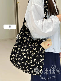 Floral Casual Canvas Bag Large Capaci Bag Women Japan fashion Ins Sle Lightweight Messenger Bag Student Commuter Shoulder...