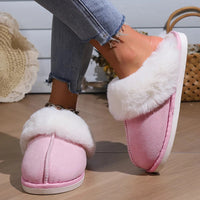 2023 Winter Warm Flat Fur Slippers Women Faux Suede Fluffy Furry Home Slides Woman Comfort Non Slip Indoor Floor Cotton Shoes