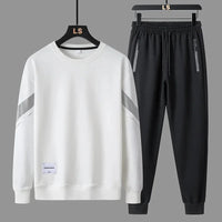 Men's 2024 Sweatshirt Set Round Neck Spring Autumn Casual Sports Two-Piece Loose Fit Comfortable Streetwear Fashion