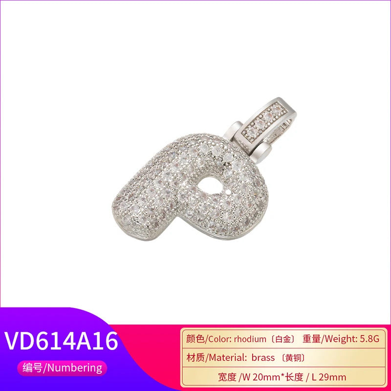 ZHUKOU 20x29mm delicate 26 silver color letter pendant for women handmade DIY necklace earrings jewelry accessories mode: VD614