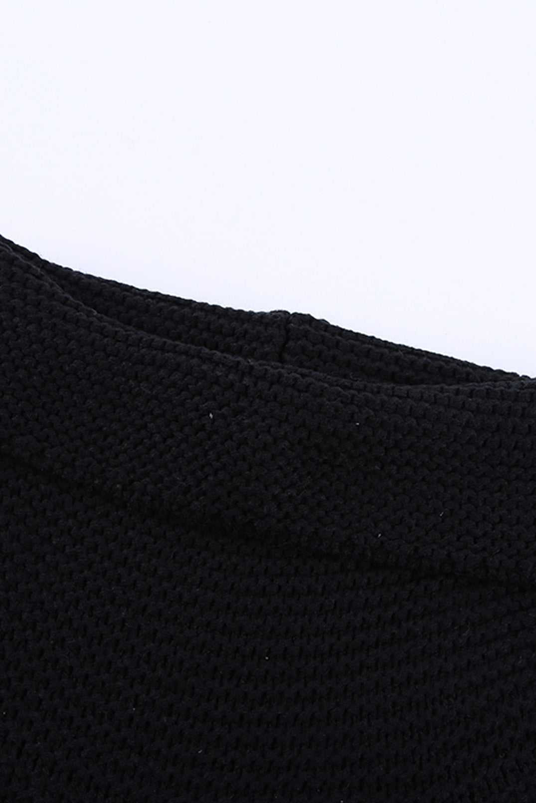 Black Turtleneck Splicing Chunky Knit Pullover Sweater