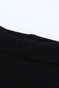 Black Turtleneck Splicing Chunky Knit Pullover Sweater