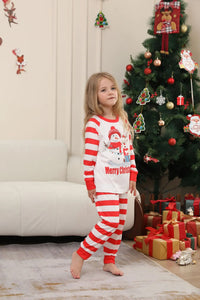 New Christmas family home dress Christmas Deer Snowman family suit red and white stripes patchwork printed pyjamas two-piece set