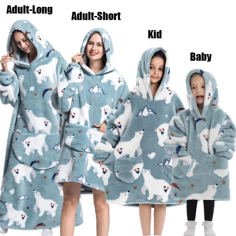 Winter Hoodies Sweatshirt Women Men Pullover Fleece Giant TV Oversized Blanket with Sleeves Adult Halloween Pumpkin Clothing