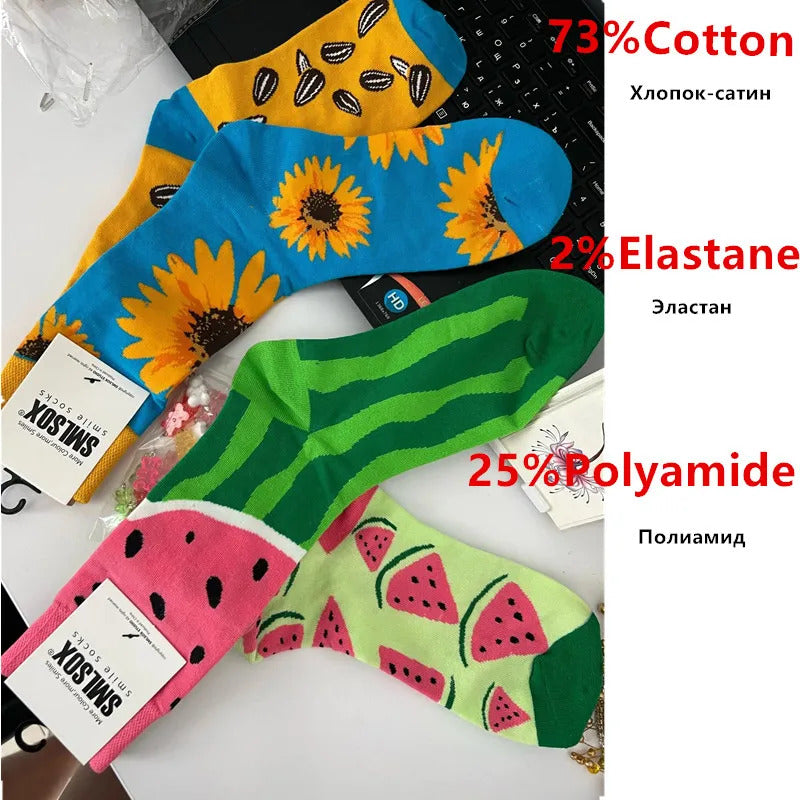 1 Pair Man Women Sock Original AB Tide Socks Colorful Socks Flowers Fruits Candy Cotton Socks Daily Friend Get-together Gifts