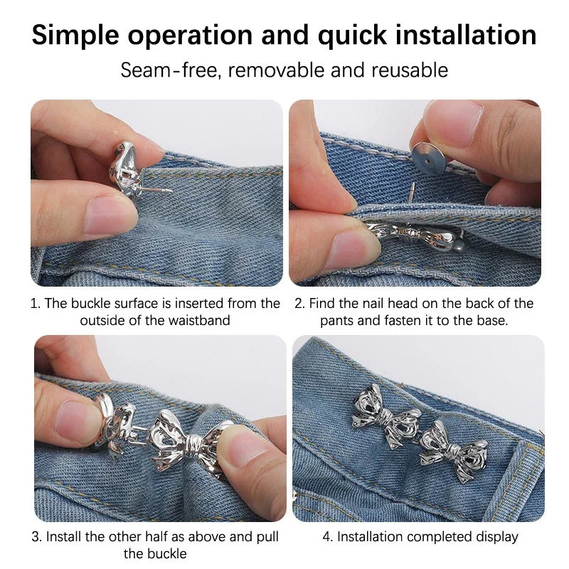 Removable Waist Tightening Buckle Invisible Snap Button Brooch Jewelry Jeans Pant Clothing Waist Buckle Waistband Adjust Tool