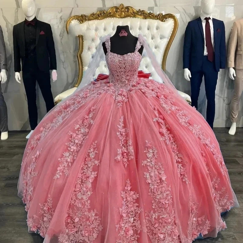 ANGELSBRIDEP Glittering 3D Flowers Quinceanera Dresses Big Bow Vestidos De 15 Anos Luxury Lace Birthday Princess Party Customize