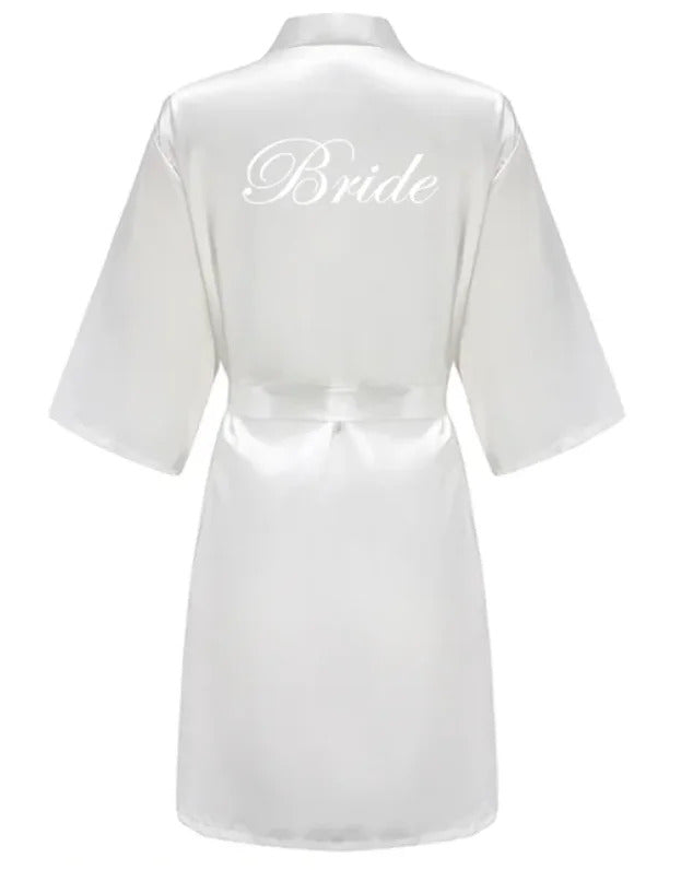 Wedding Party Team Bride Robe With Black Letters Kimono Satin Pajamas Bridesmaid Bathrobe SP2000