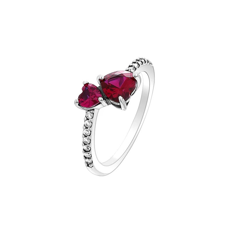 Valentine's Day Gift Red Heart 925 Sterling Silver Elegance Ring For Women Jewelry Rings For Wedding Party