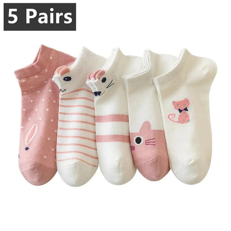 5 Pairs Letter Print Socks Comfy & Breathable Sports Short Socks Women's Stockings & Hosiery Soft & Comfy All-match Short Socks