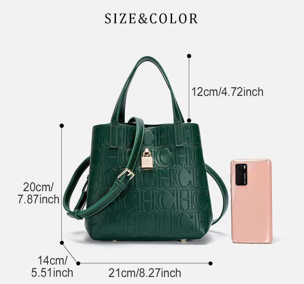 Classic Style Fashion Retro Craft New 2024 Women's Handbag Letter Printed Metal Accessories Large Capacity Solid Color