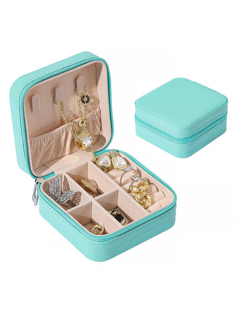 1Pcs Mini Casual Portable Travel Jewelry Storage Box Pu Leather Multifunctional Storage Box for Necklace Bracelet Earrings Ring Storage