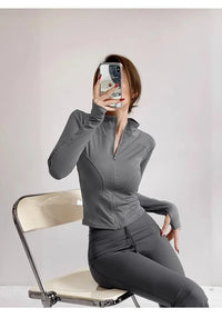 2024 Sun Quick Drying Sports Coat Women's Tight Top Yoga Jacket Long Sleeve Zipper Jacket Running Fitness Women's Jacket S-3XL