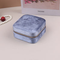 Velvet Jewelry Box For Women Geometric Sqaure Jewelry Storage Case Necklace Ring Earrings Travel Portable Zipper Boxes