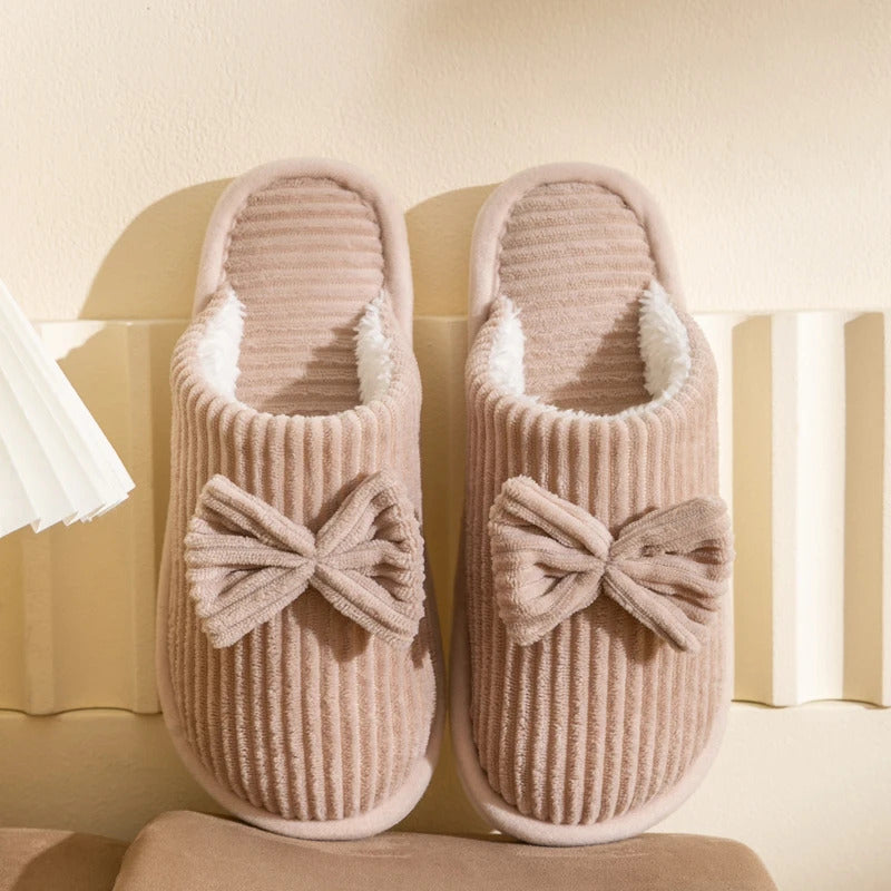 Fashion Women's Bow Slippers Fall/Winter Indoor Bedroom Floor Lightweight and Comfortable&Soft Warm Slippers for Home