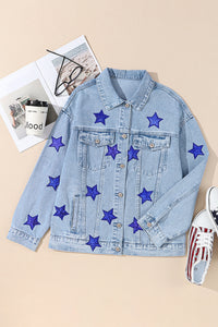 Bluing Sequin Star Flap Pocket Denim Jacket