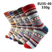 5 Pairs Winter Warmer Women Thicken Thermal Wool Cashmere Snow Socks Fashion Casual Euramerican National Wool Socks for Women