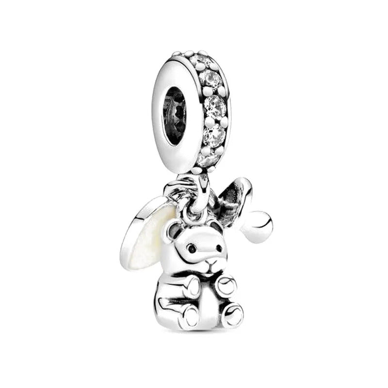 Europe 925 Silver Family Charm Fit Original Bracelet Jewelry Pendant Boy Girl Sparkling Mom Bead Sisters Pandora Dangle Plated