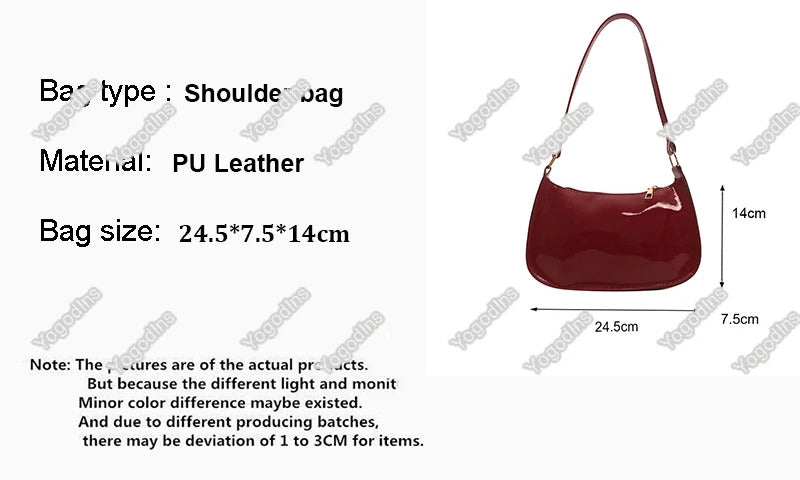 Retro Solid Color PU Leather Shoulder Bag Fashion Women's Handbags Casual Designer Hobos Underarm Bag