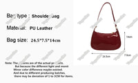 Retro Solid Color PU Leather Shoulder Bag Fashion Women's Handbags Casual Designer Hobos Underarm Bag