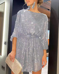 2024 New Women's Holiday Party Cocktail Party Sparkling Beaded Dress Fashion Temperament Elegant Sexy Sequined Evening Dress