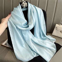 Foulard Silk Scarf Shawls Lady Bufanda Elegant Solid Scarves Women Sping Pashmina Hijab Wraps Female Beach Stoles 2024 Luxury