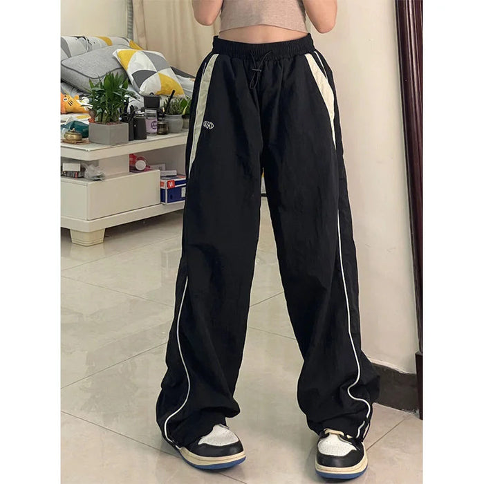 Women Casual Baggy Cargo Pants Drawstring Streetwear Loose Oversized Wide Leg Pant Sport Vintage Hip Hop Y2K Joggers Trousers