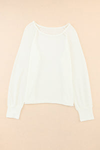 White Long Sleeve Cutout Shoulder Relaxed Sweater