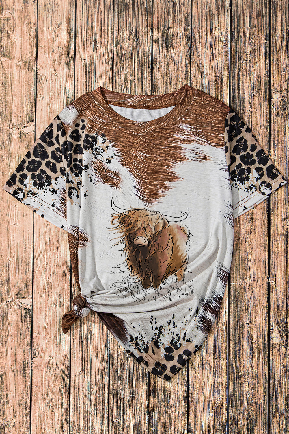 Chestnut Leopard Animal Tie-dye Western Heifer Graphic Tee