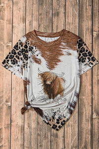 Chestnut Leopard Animal Tie-dye Western Heifer Graphic Tee