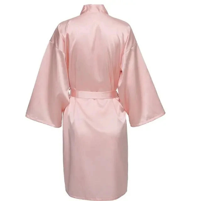 Wedding Party Team Bride Robe Without Letters Kimono Satin Pajamas Bridesmaid Plain Bathrobe SP088