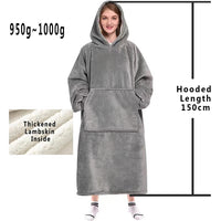 Winter Hoodies Sweatshirt Women Men Pullover Fleece Giant TV Oversized Blanket with Long Flannel Sleeves