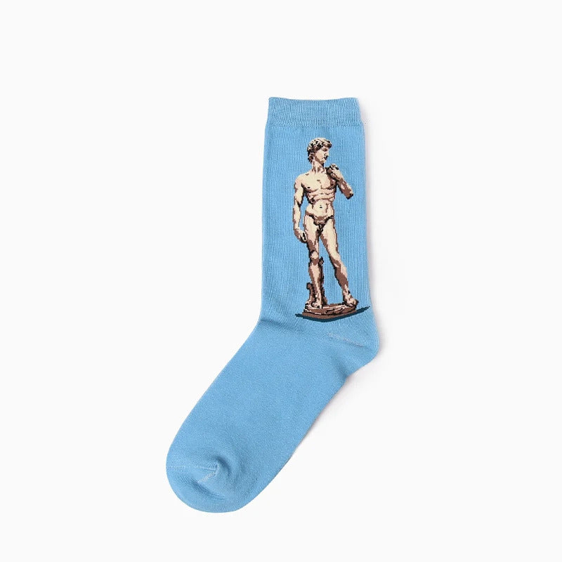 Autumn winter Retro Women Art Van Gogh Mural World Famous Oil Painting Series Men Socks Funny Socks