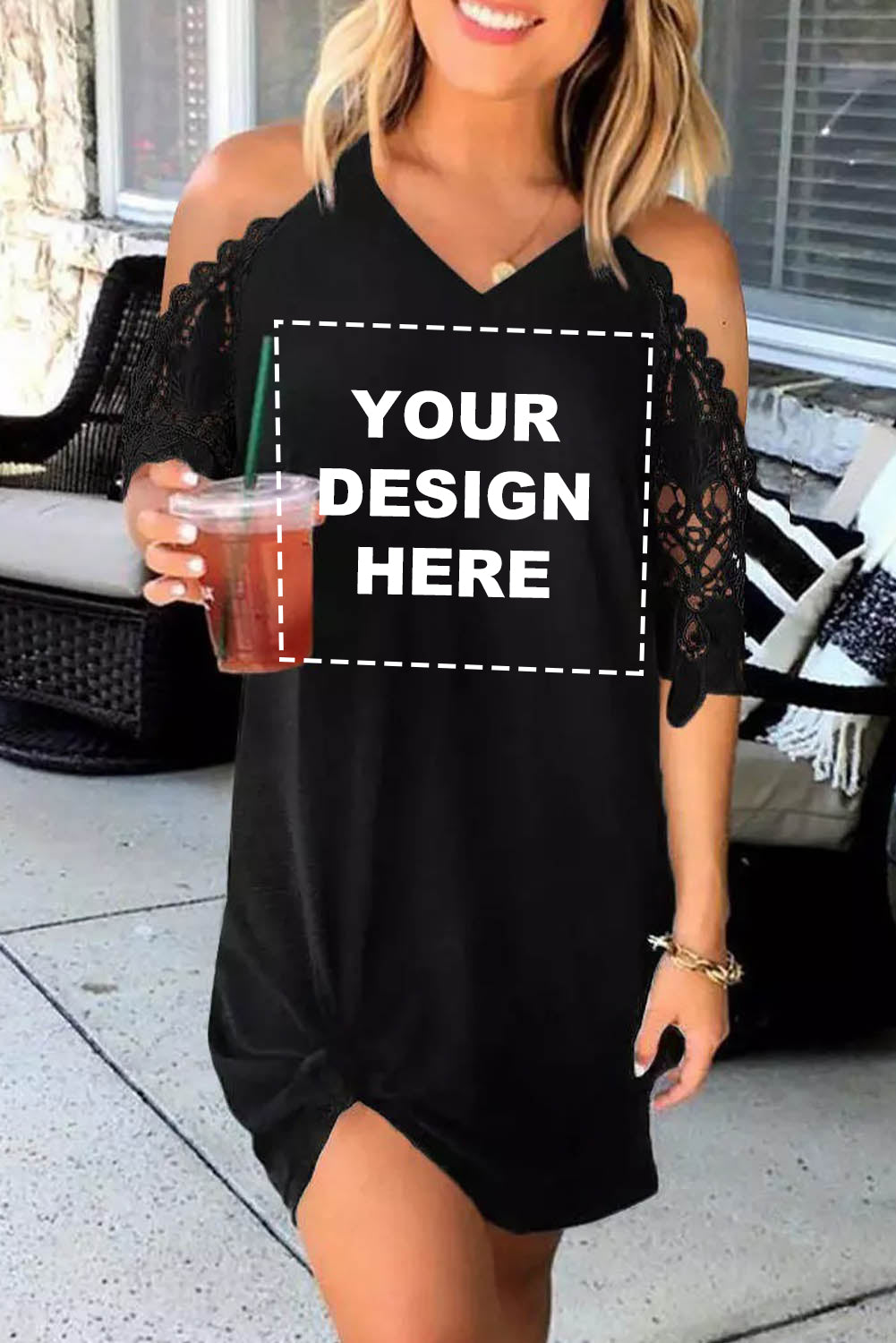 Blank Apparel - Black Cold Shoulder Mini Dress