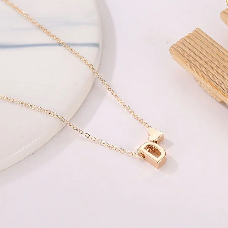 SUMENG Fashion Tiny Heart Dainty Initial Necklace Gold Silver Color Letter Name Choker  For Women Pendant Jewelry Gift