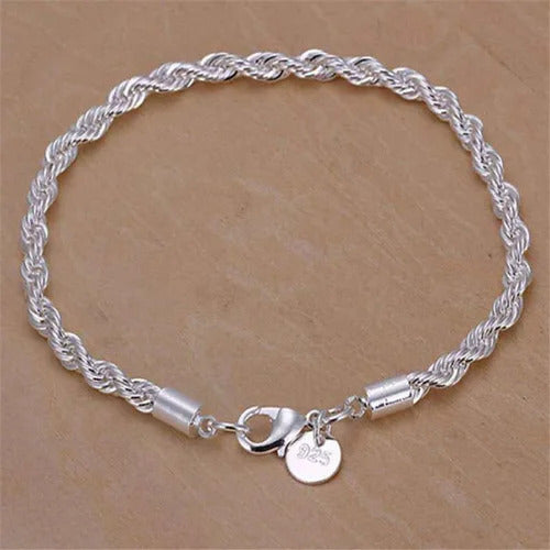 925 Sterling Silver Bracelet 5mm 20cm Flat Side Chain Lobster Clasp Bracelet For Woman Man Party Wedding Engagement Jewelry Gift