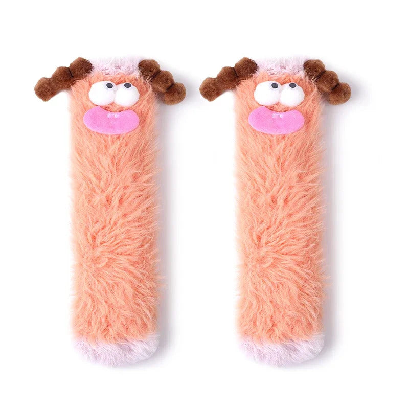 Women's Winter Socks Funny Thickened Warm Medium Tube Sock Men Warm Kawaii Cartoon Home Floor Sokken Girls Fluffy Stockings