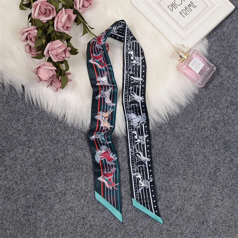 Horse Printing Bag Scarf 2024 New Small Skinny Silk Scarf Women Luxury Brand Foulard Women Tie Fashion Head Scarves For Ladies