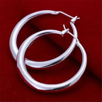 925 Sterling Silver 33mm Big Circle Round Hoop Earring For Women Unusual Earrings 2024 Trend Christmas Jewelry